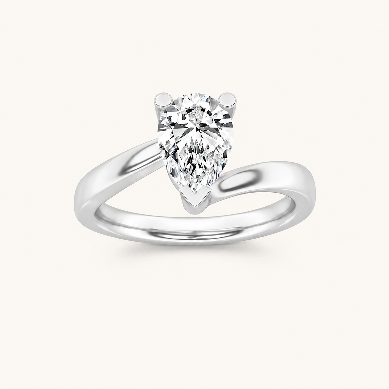 1CT Pear Cut Lab Grown Diamond Engagement Ring