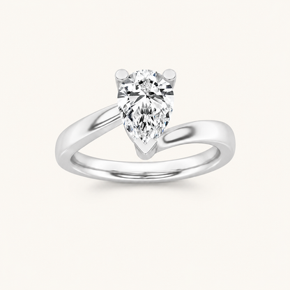 1CT Pear Cut Lab Grown Diamond Engagement Ring