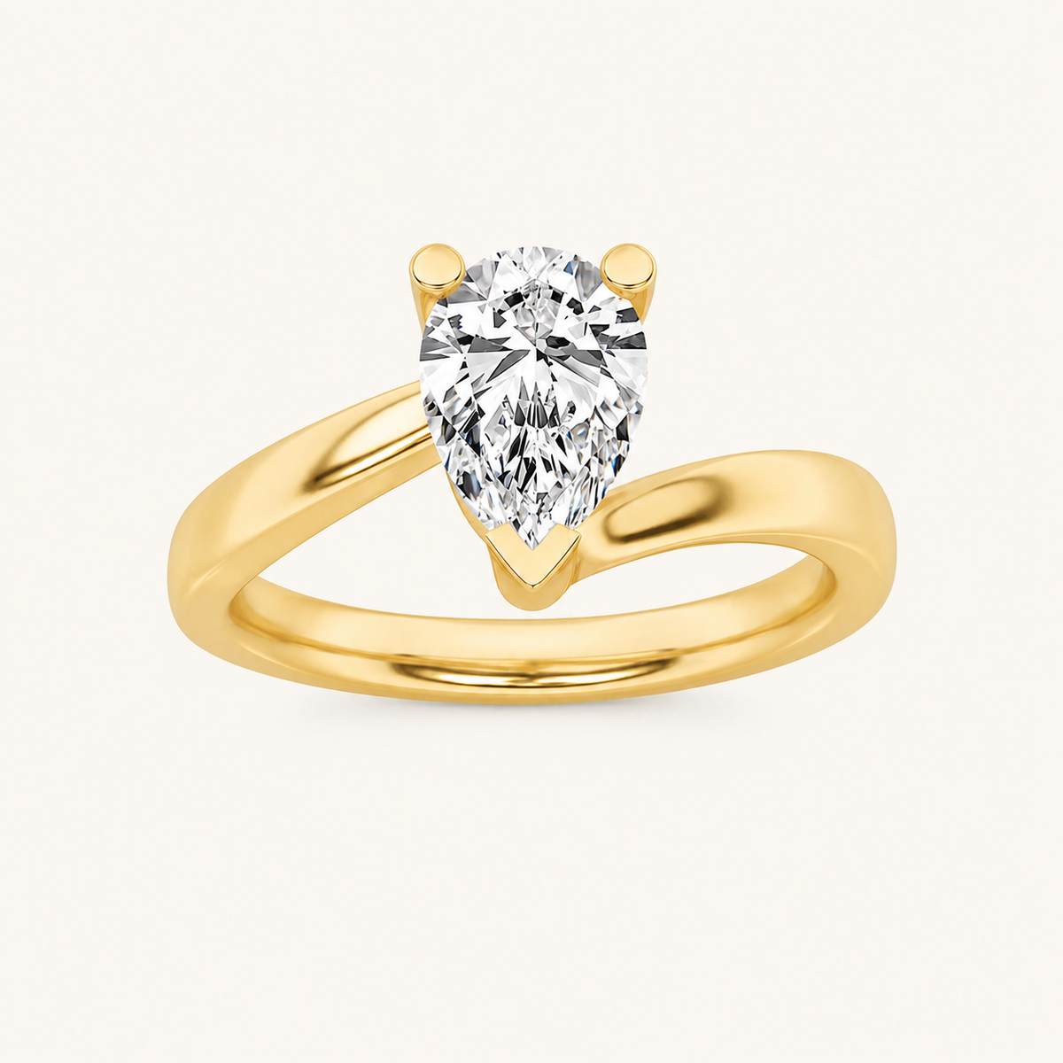 1CT Pear Cut Lab Grown Diamond Engagement Ring