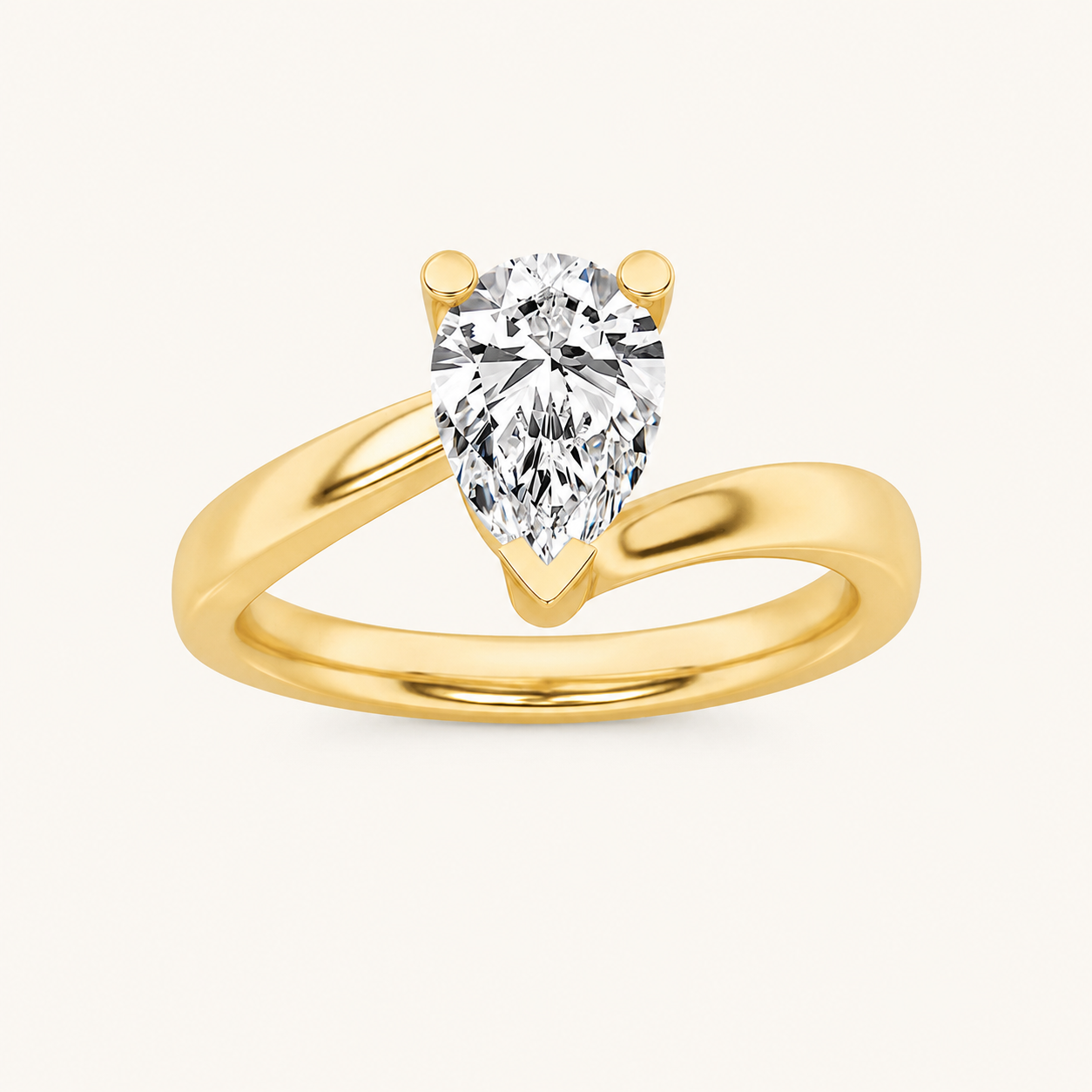 1CT Pear Cut Lab Grown Diamond Engagement Ring