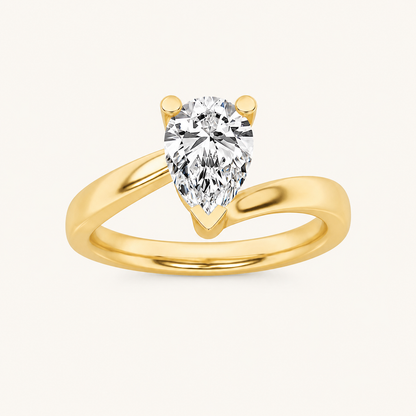 1CT Pear Cut Lab Grown Diamond Engagement Ring