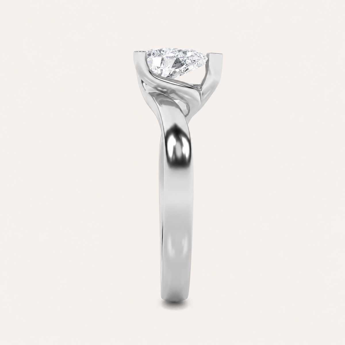 1CT Pear Cut Lab Grown Diamond Engagement Ring
