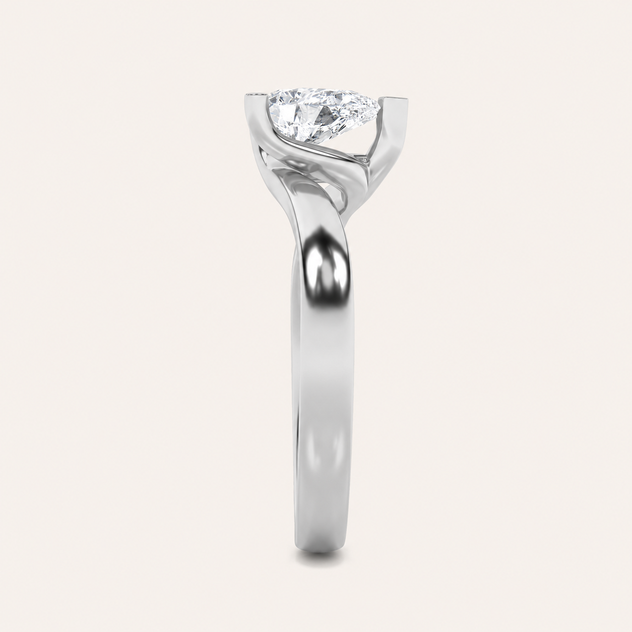 1CT Pear Cut Lab Grown Diamond Engagement Ring