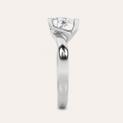 1CT Pear Cut Lab Grown Diamond Engagement Ring