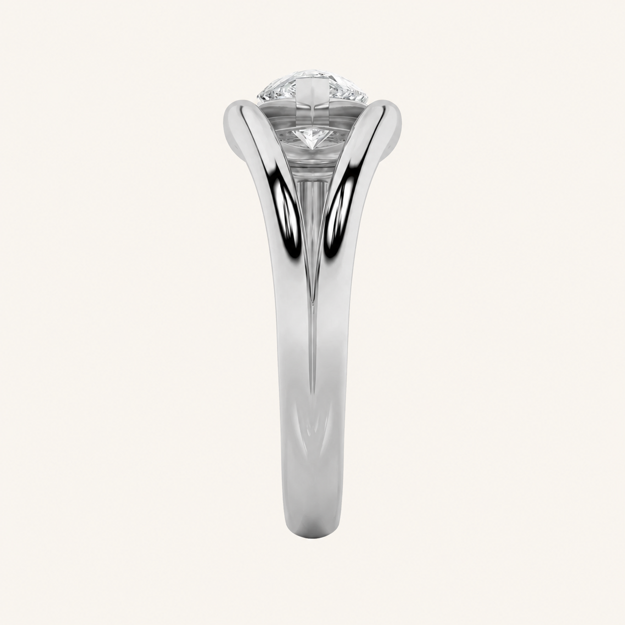 1CT Pear Cut Lab Grown Diamond East West Solitaire Ring
