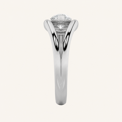 1CT Pear Cut Lab Grown Diamond East West Solitaire Ring