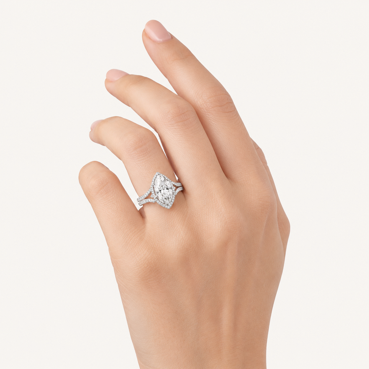 9CT Marquise Cut Lab Grown Diamond Bold Statement Halo Ring