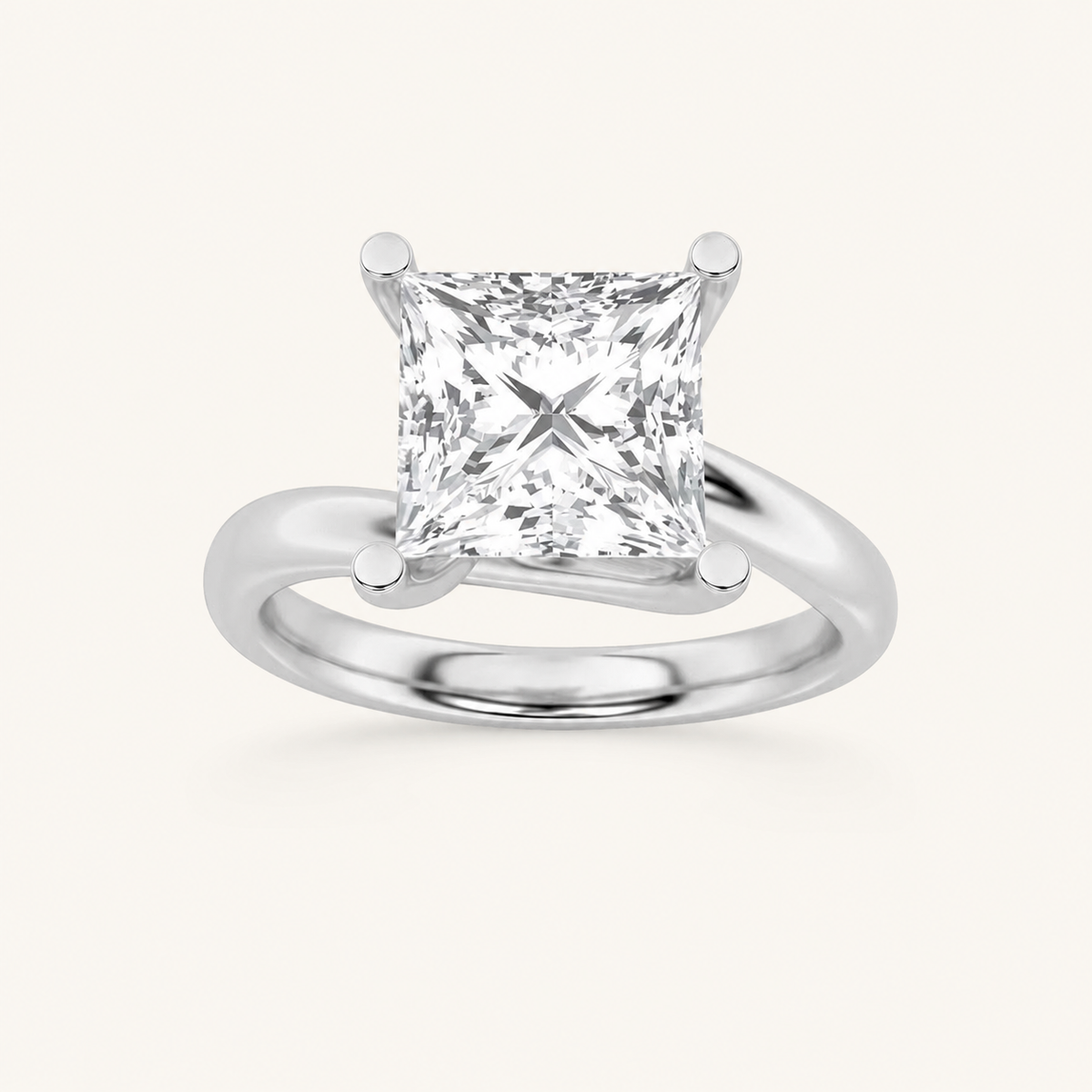 3CT Princess Cut Lab Grown Diamond Engagement Ring