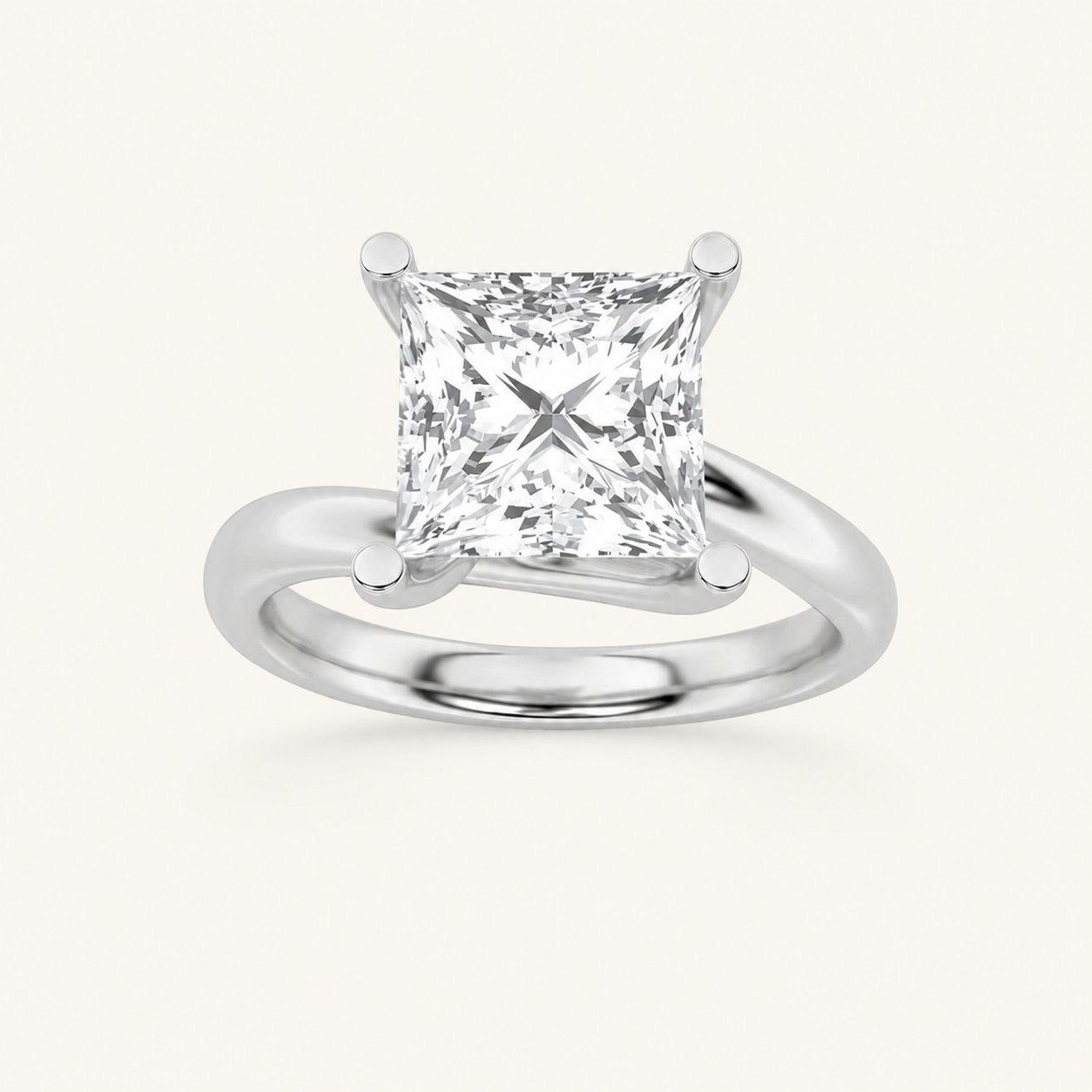 3CT Princess Cut Lab Grown Diamond Engagement Ring