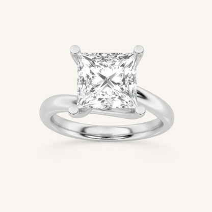 3CT Princess Cut Lab Grown Diamond Engagement Ring