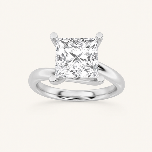 3CT Princess Cut Lab Grown Diamond Engagement Ring