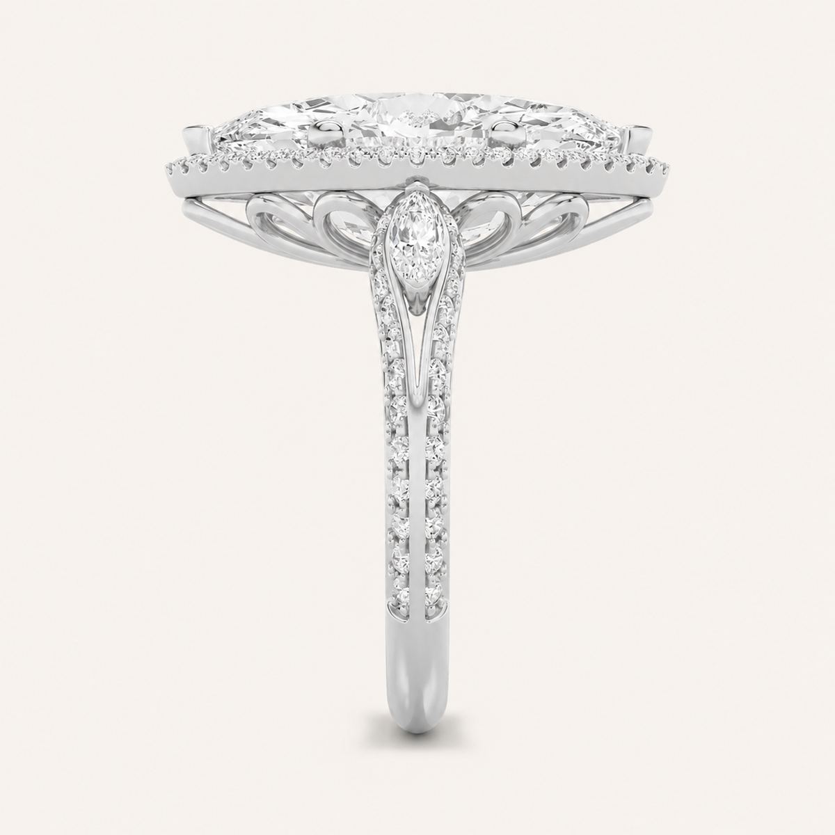 9CT Marquise Cut Lab Grown Diamond Bold Statement Halo Ring
