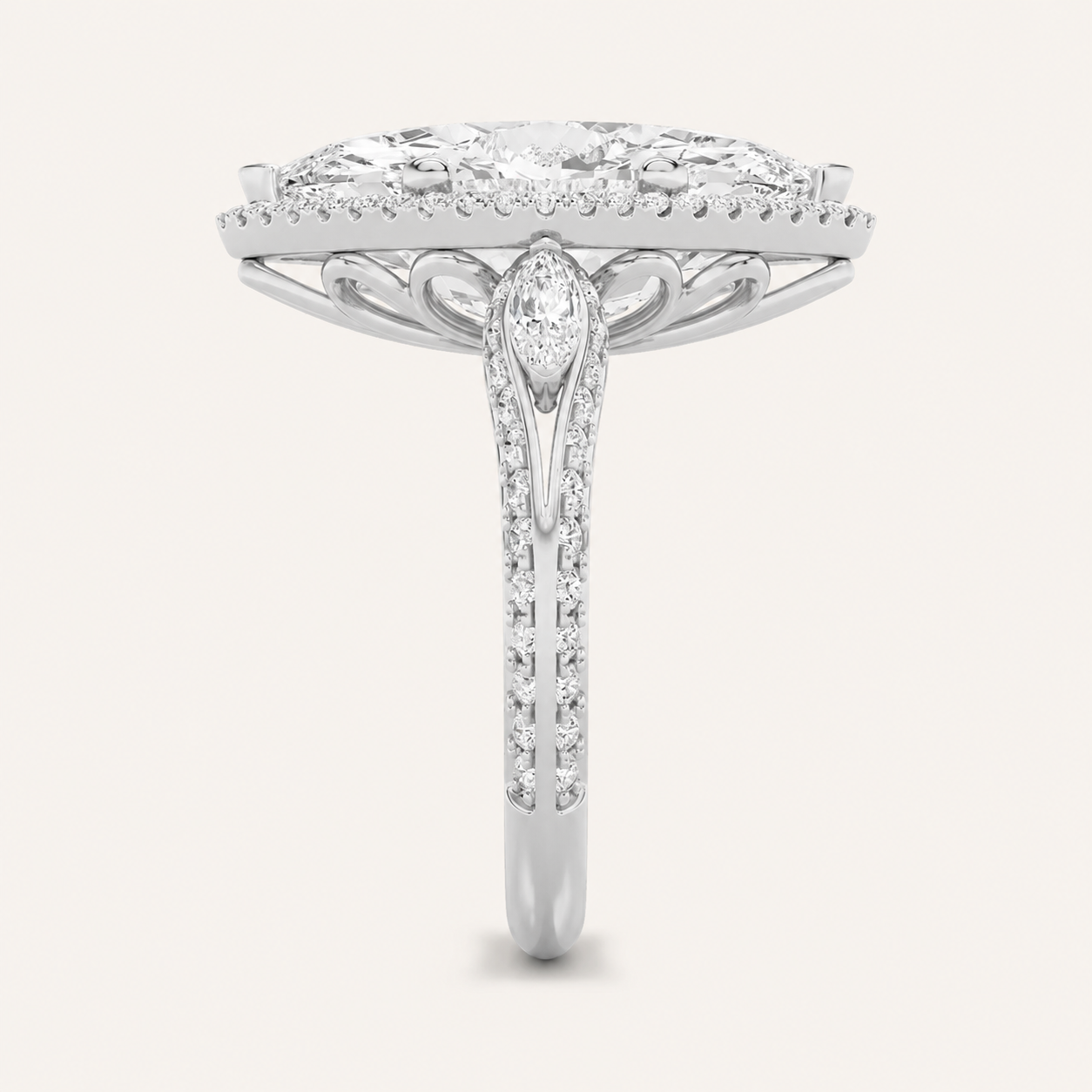 9CT Marquise Cut Lab Grown Diamond Bold Statement Halo Ring