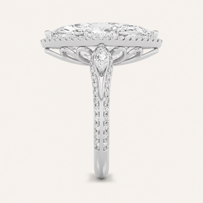 9CT Marquise Cut Lab Grown Diamond Bold Statement Halo Ring