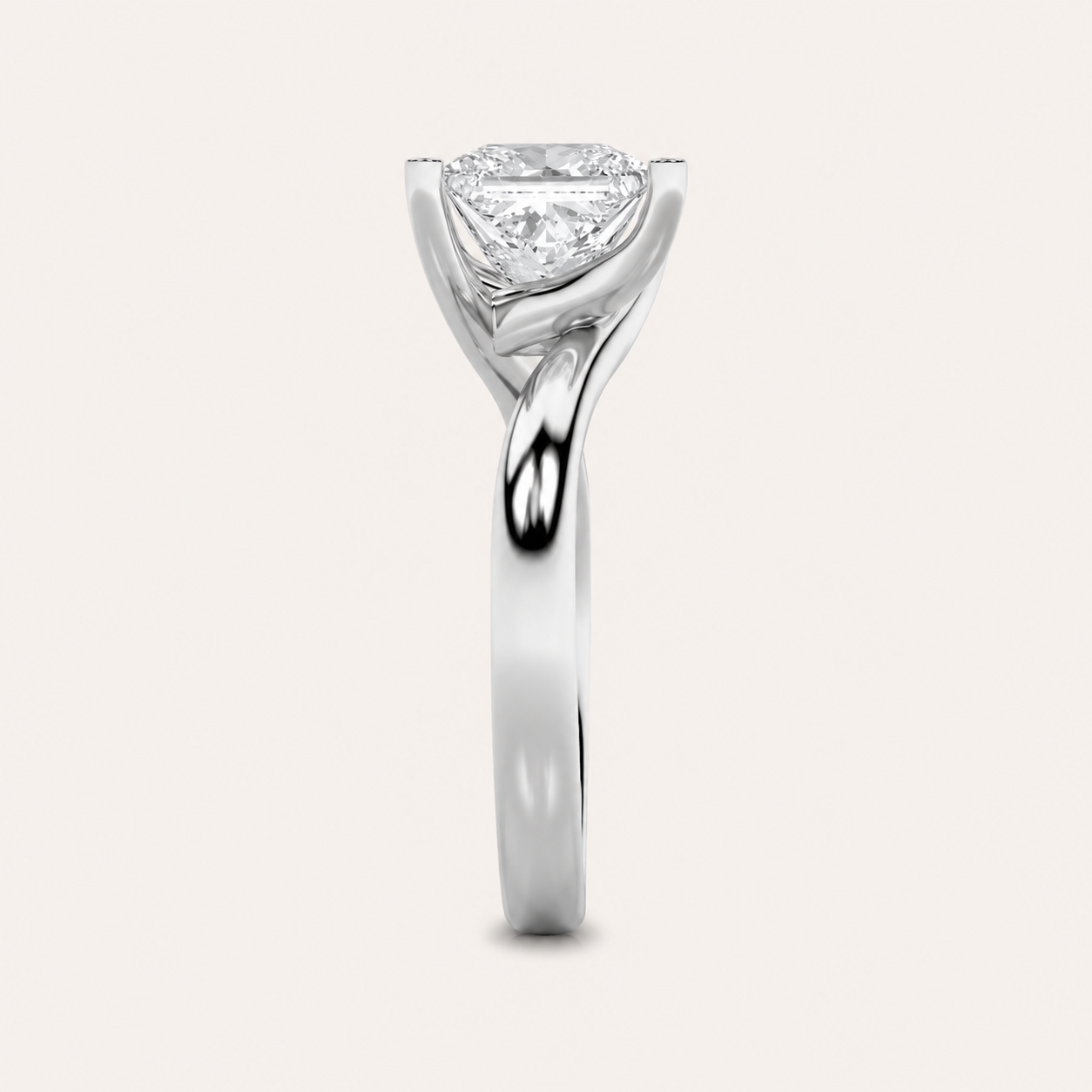 3CT Princess Cut Lab Grown Diamond Engagement Ring