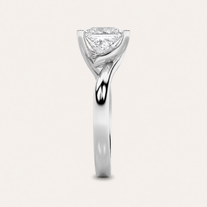 3CT Princess Cut Lab Grown Diamond Engagement Ring