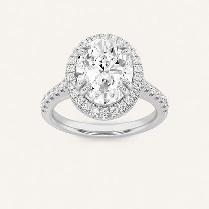 2.5CT Oval Cut Lab Grown Diamond Halo Ring