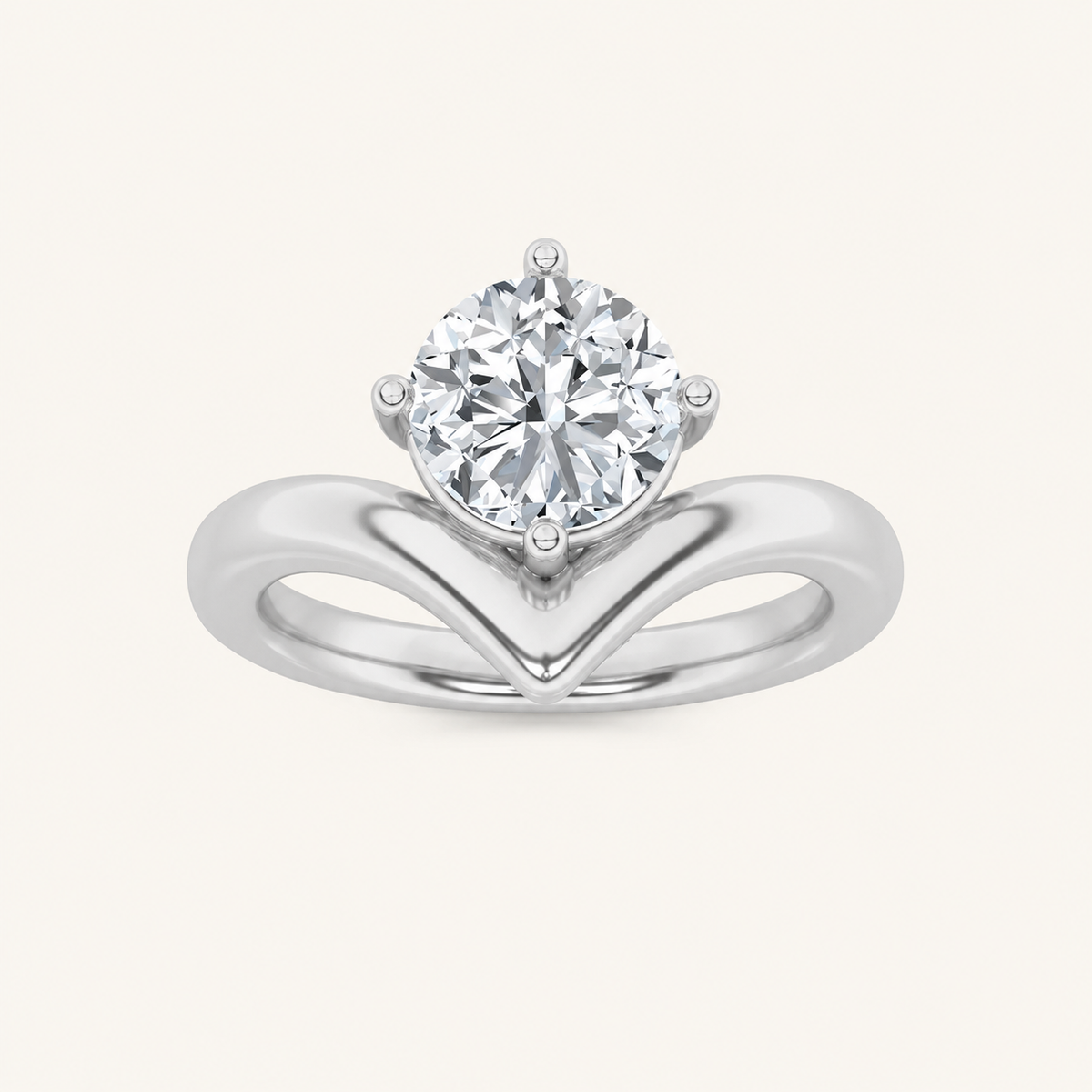 1.5CT Round Cut Lab Grown Diamond Chevron Solitaire Engagement Ring