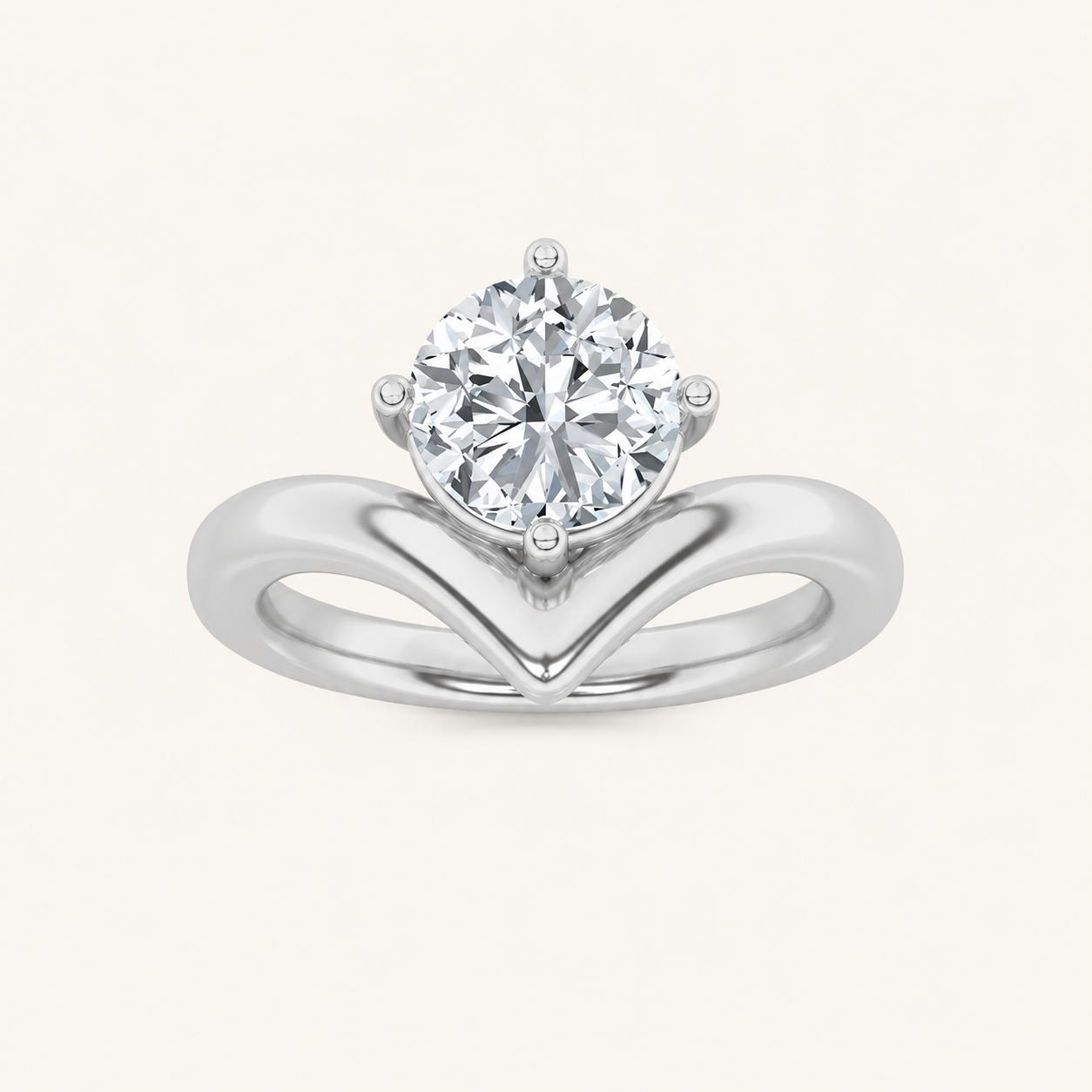 1.5CT Round Cut Lab Grown Diamond Chevron Solitaire Engagement Ring