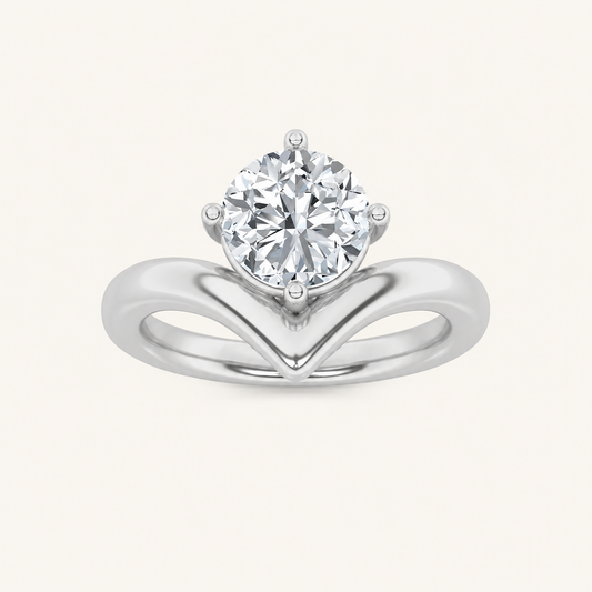 1.5CT Round Cut Lab Grown Diamond Chevron Solitaire Engagement Ring