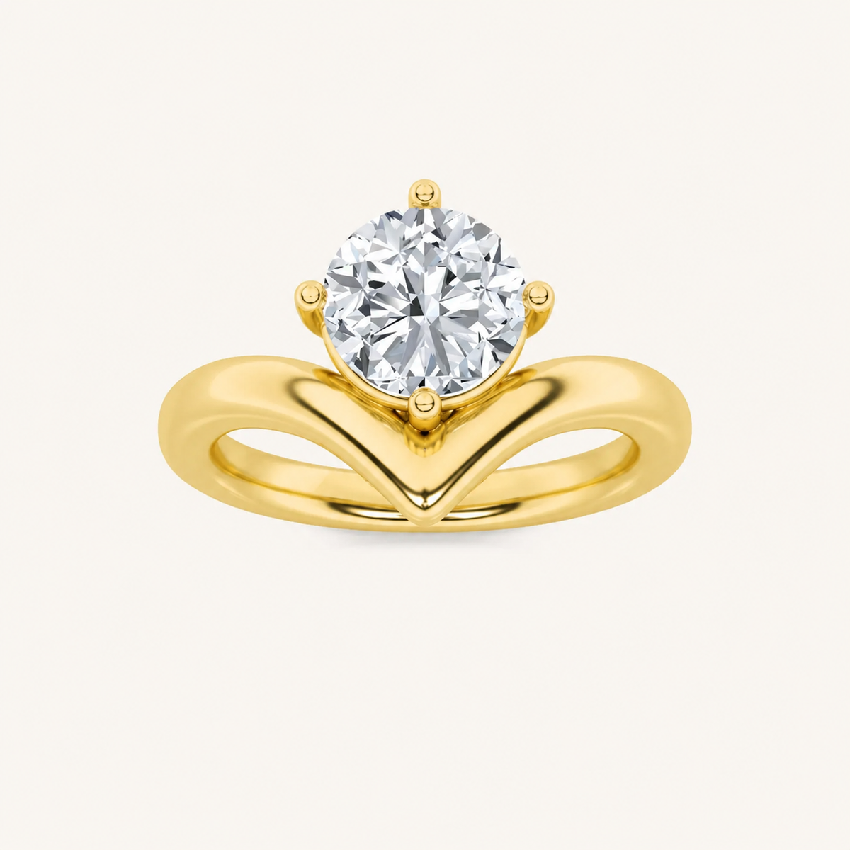 1.5CT Round Cut Lab Grown Diamond Chevron Solitaire Engagement Ring