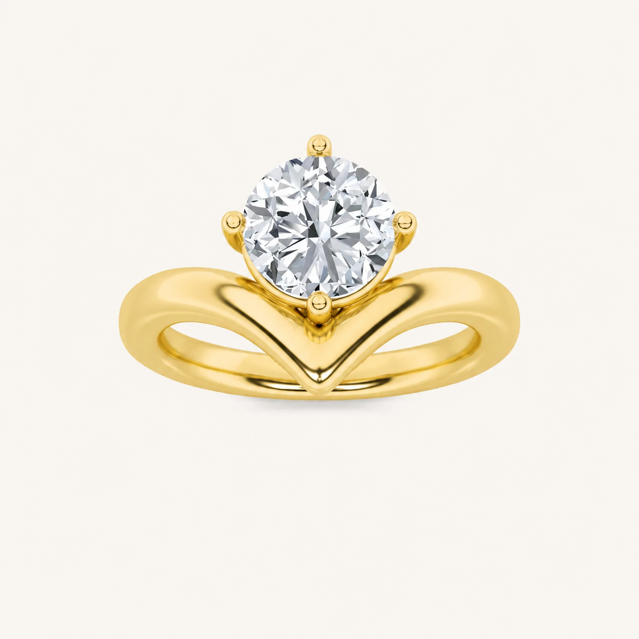 1.5CT Round Cut Lab Grown Diamond Chevron Solitaire Engagement Ring