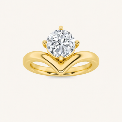 1.5CT Round Cut Lab Grown Diamond Chevron Solitaire Engagement Ring