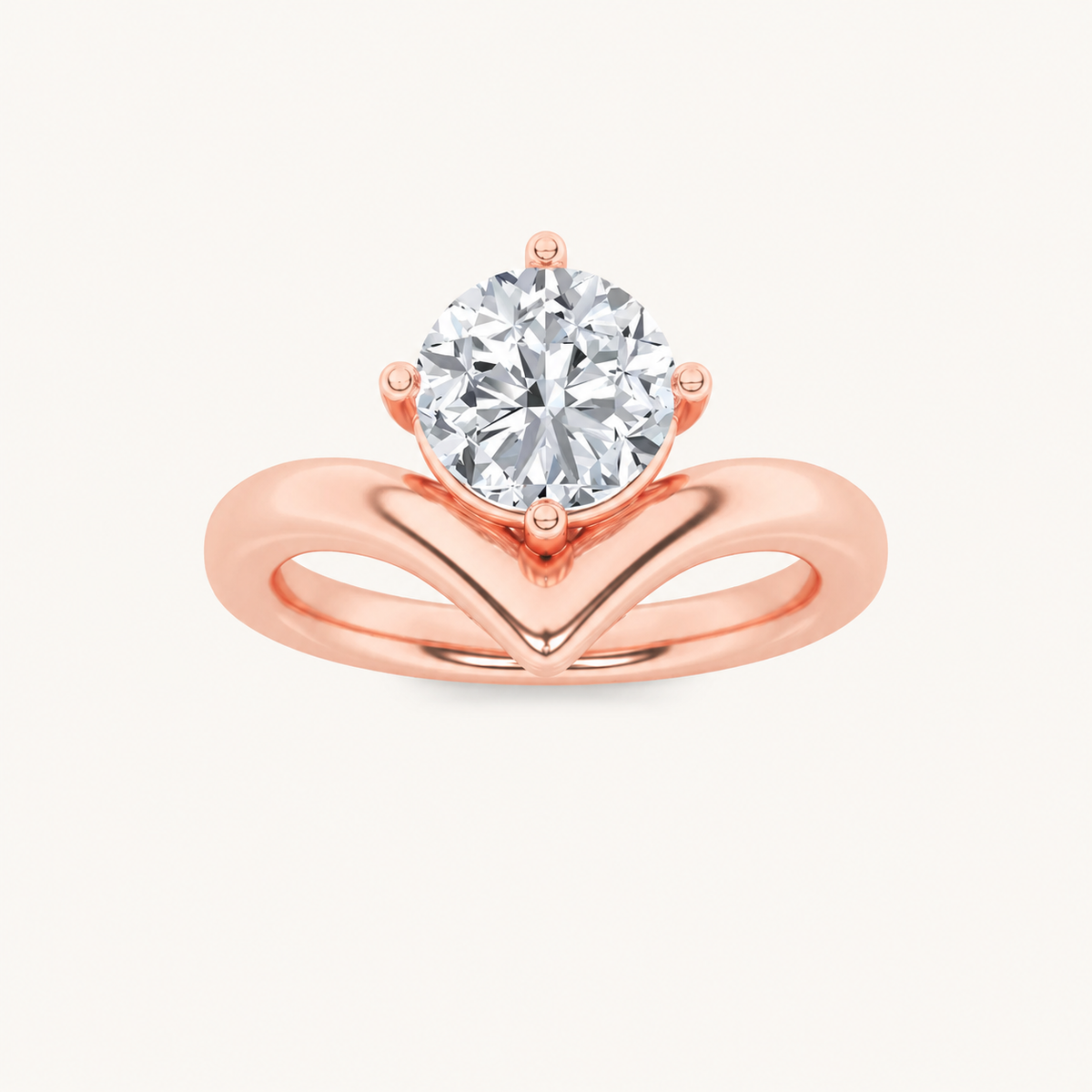 1.5CT Round Cut Lab Grown Diamond Chevron Solitaire Engagement Ring
