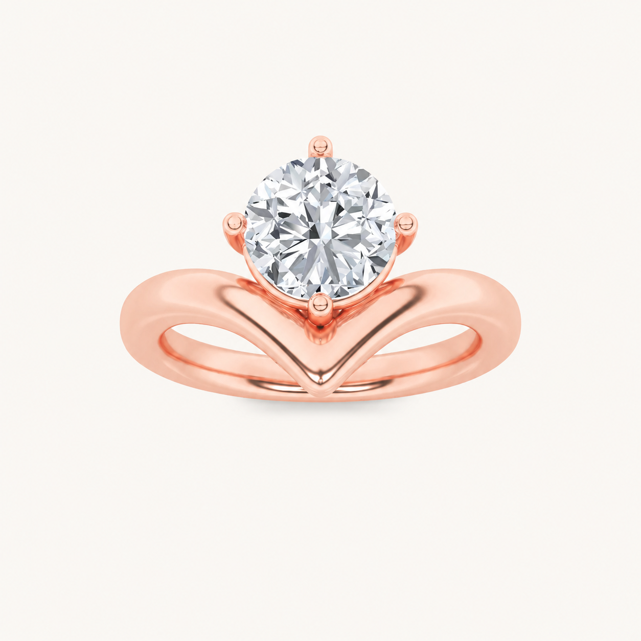 1.5CT Round Cut Lab Grown Diamond Chevron Solitaire Engagement Ring