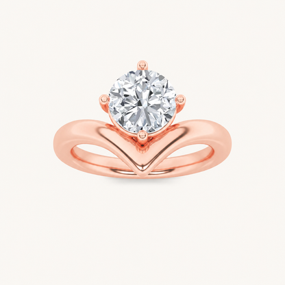 1.5CT Round Cut Lab Grown Diamond Chevron Solitaire Engagement Ring
