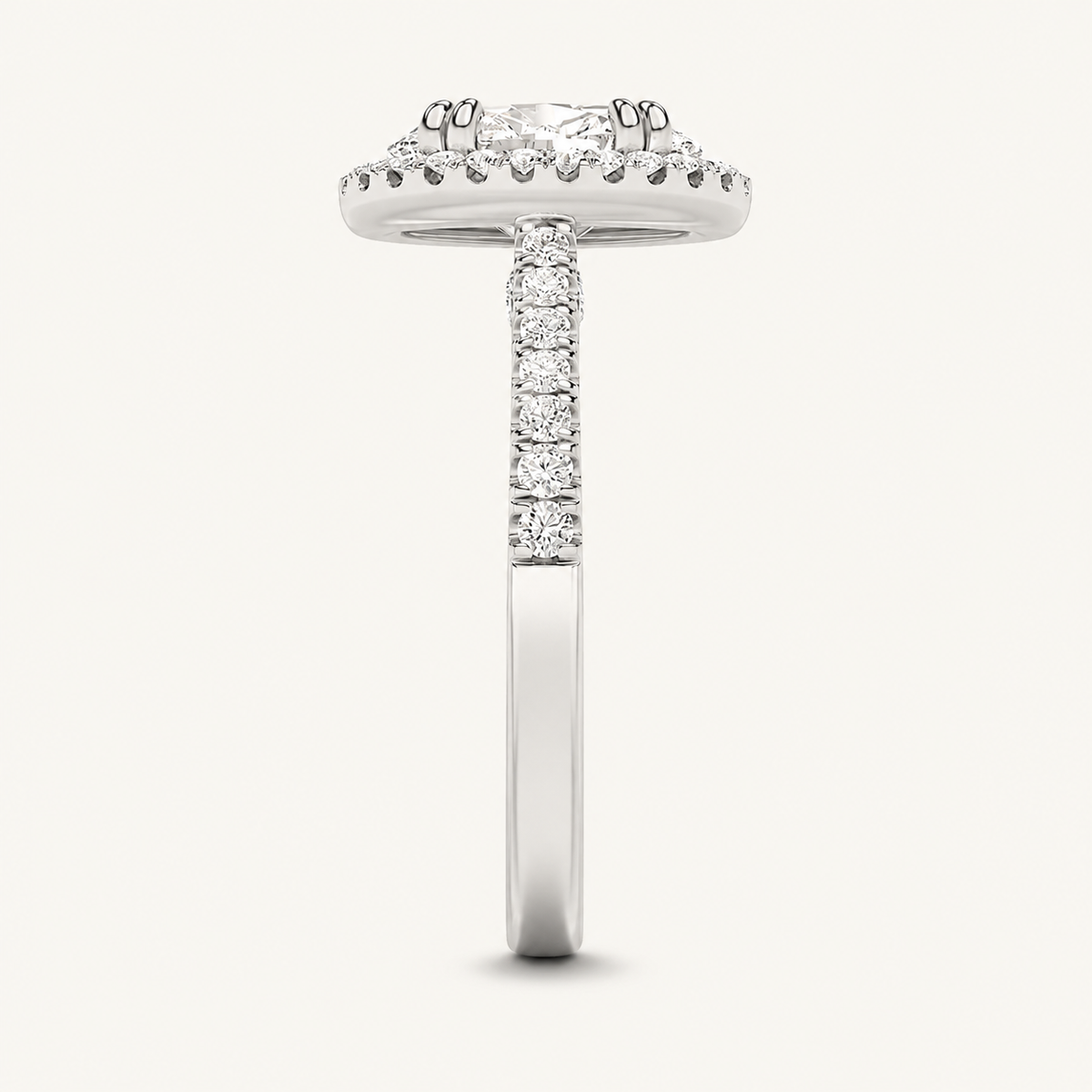 3CT Oval Cut Lab Grown Diamond Halo Engagement Ring
