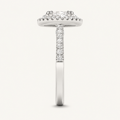 3CT Oval Cut Lab Grown Diamond Halo Engagement Ring