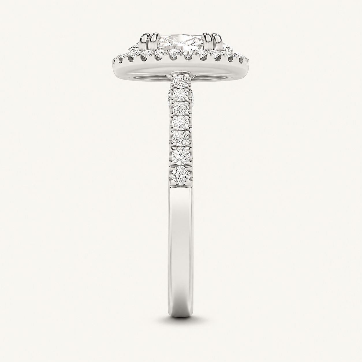 3CT Oval Cut Lab Grown Diamond Halo Engagement Ring