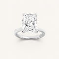 2CT Elongated Cushion Cut Lab Grown Diamond Hidden Halo Plain Shank Engagement Ring