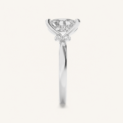 1.5CT Elongated Cushion Cut Lab Grown Diamond Hidden Halo Plain Shank Engagement Ring