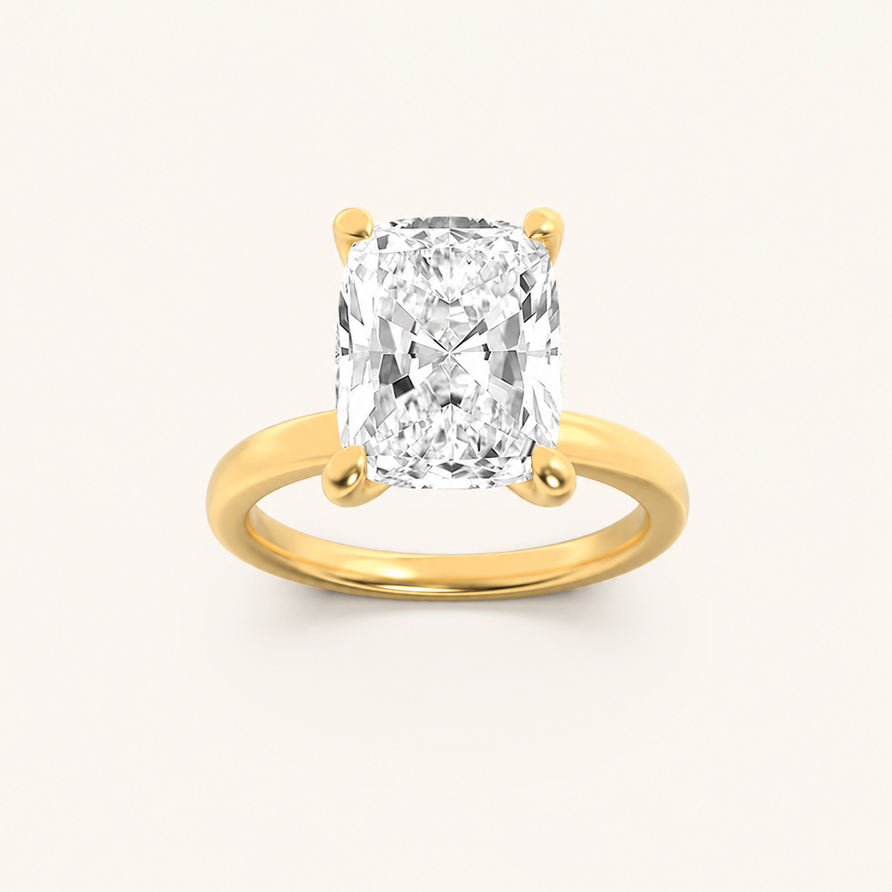 1.5CT Elongated Cushion Cut Lab Grown Diamond Hidden Halo Plain Shank Engagement Ring