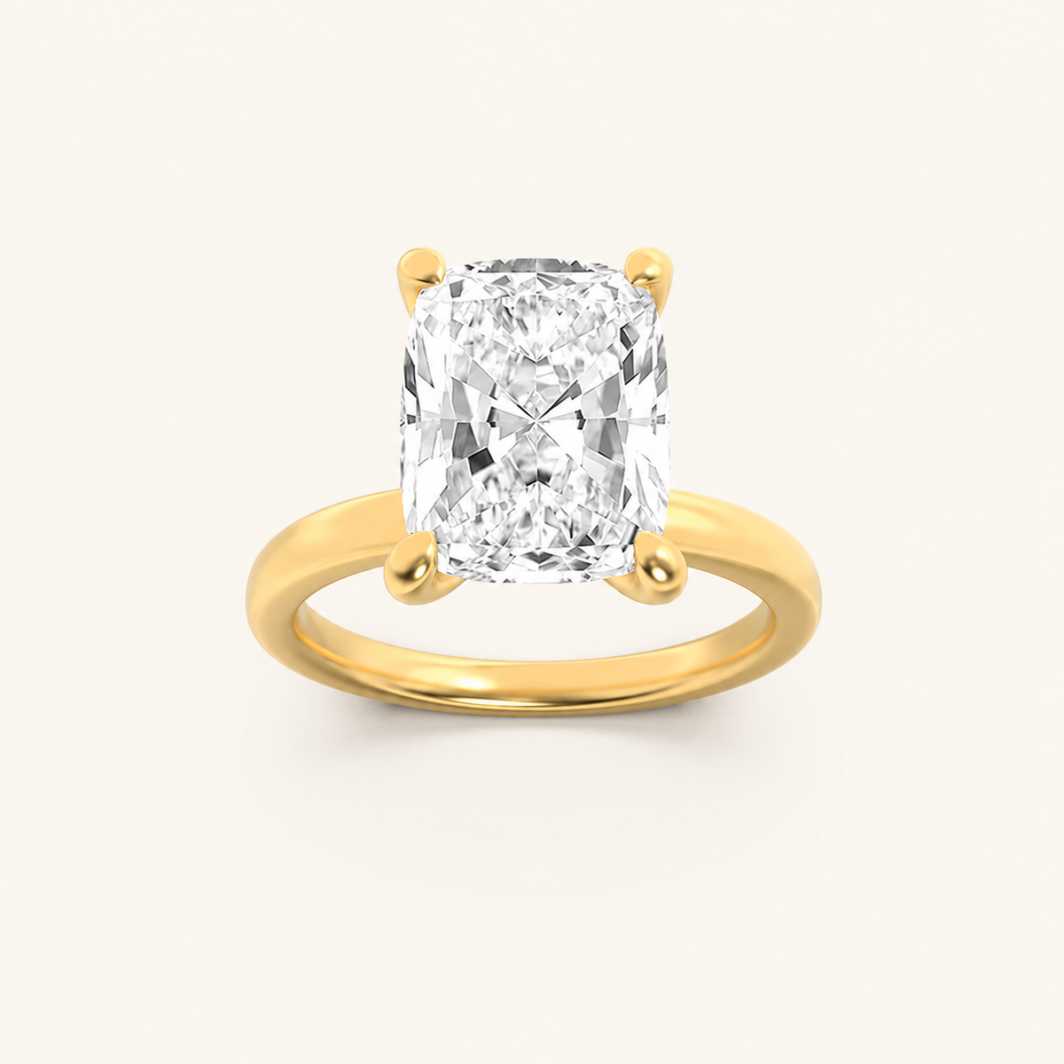 3.25CT Elongated Cushion Cut Lab Grown Diamond Hidden Halo Plain Shank Engagement Ring