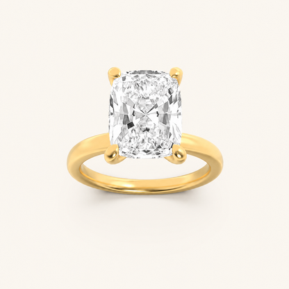 3.25CT Elongated Cushion Cut Lab Grown Diamond Hidden Halo Plain Shank Engagement Ring