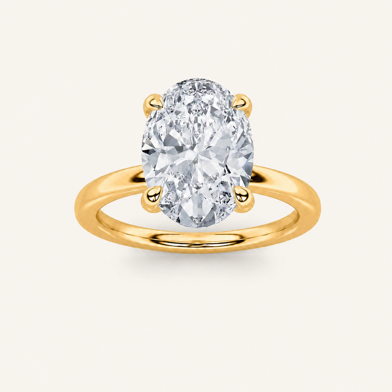 2CT Oval Cut Lab Grown Diamond Solitaire Ring