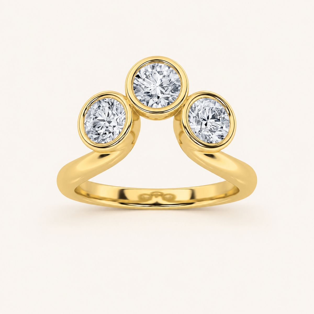 1CT Round Cut Lab Grown Diamond Three Stone Ring
