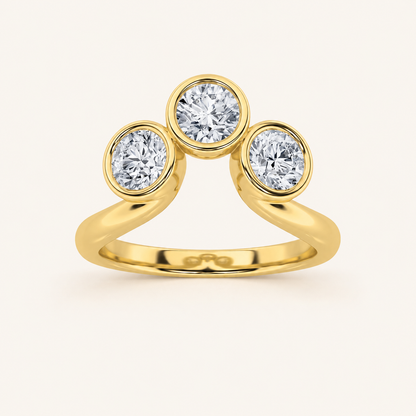 1CT Round Cut Lab Grown Diamond Three Stone Ring