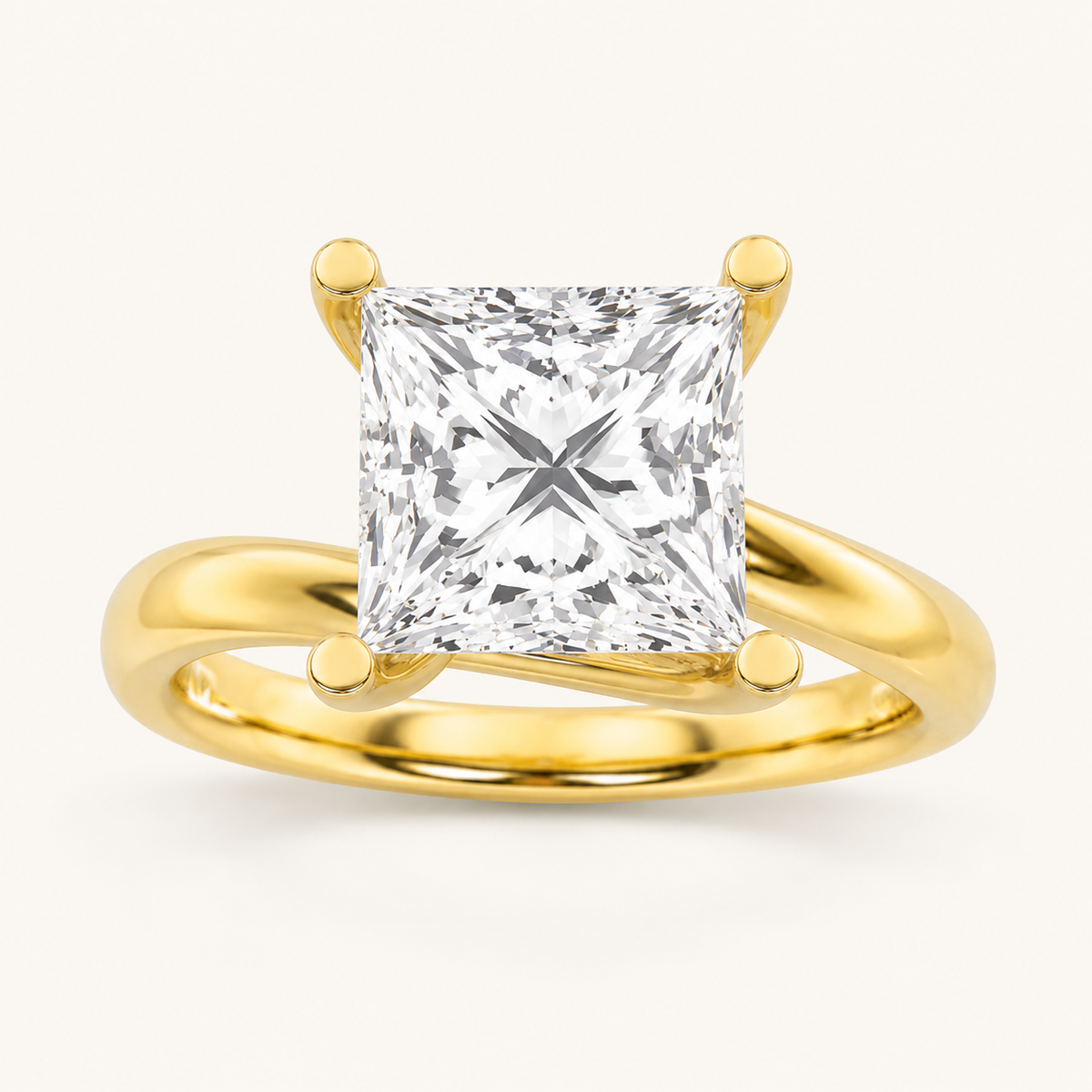2CT Princess Cut Lab Grown Diamond Engagement Ring