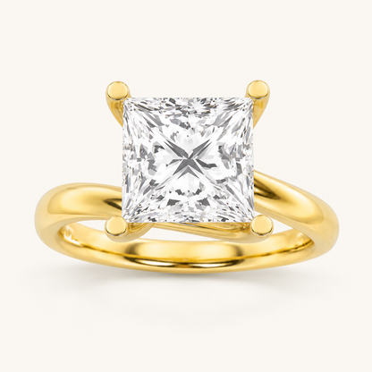 2CT Princess Cut Lab Grown Diamond Engagement Ring