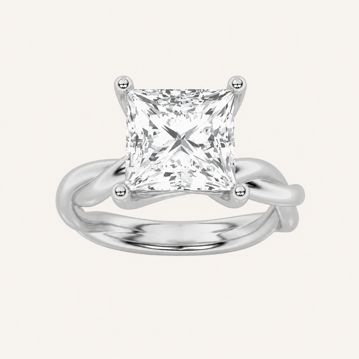 2CT Princess Cut Lab Grown Diamond Solitaire Engagement Ring