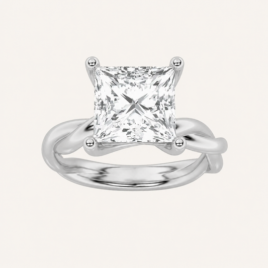 3CT Princess Cut Lab Grown Diamond Solitaire Engagement Ring