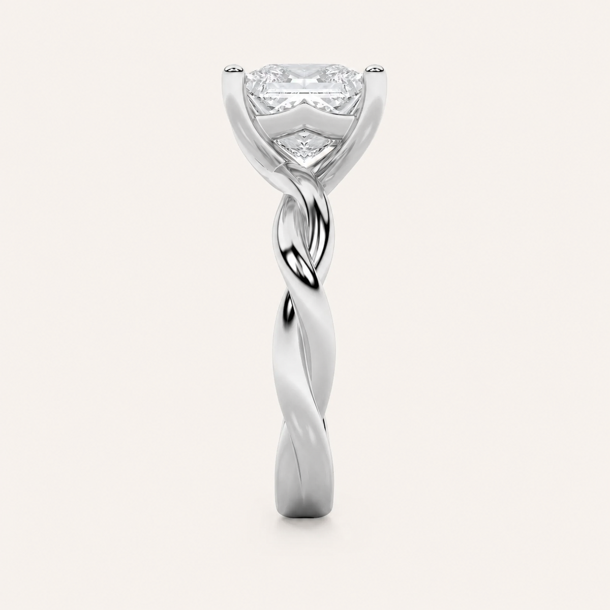 3CT Princess Cut Lab Grown Diamond Solitaire Engagement Ring