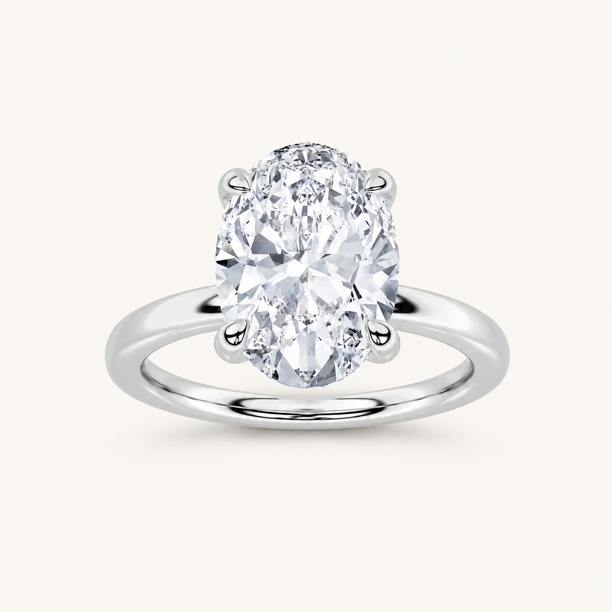 1CT Oval Cut Lab Grown Diamond Solitaire Ring