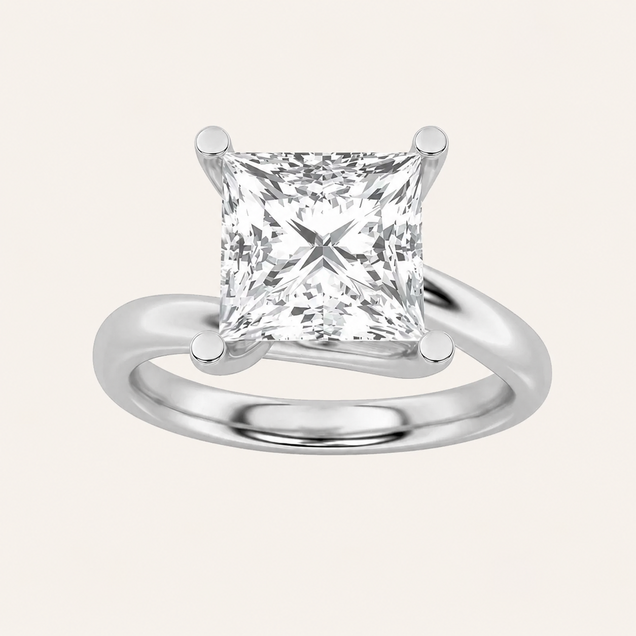 1CT Princess Cut Lab Grown Diamond Engagement Ring