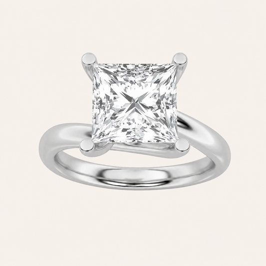1CT Princess Cut Lab Grown Diamond Engagement Ring