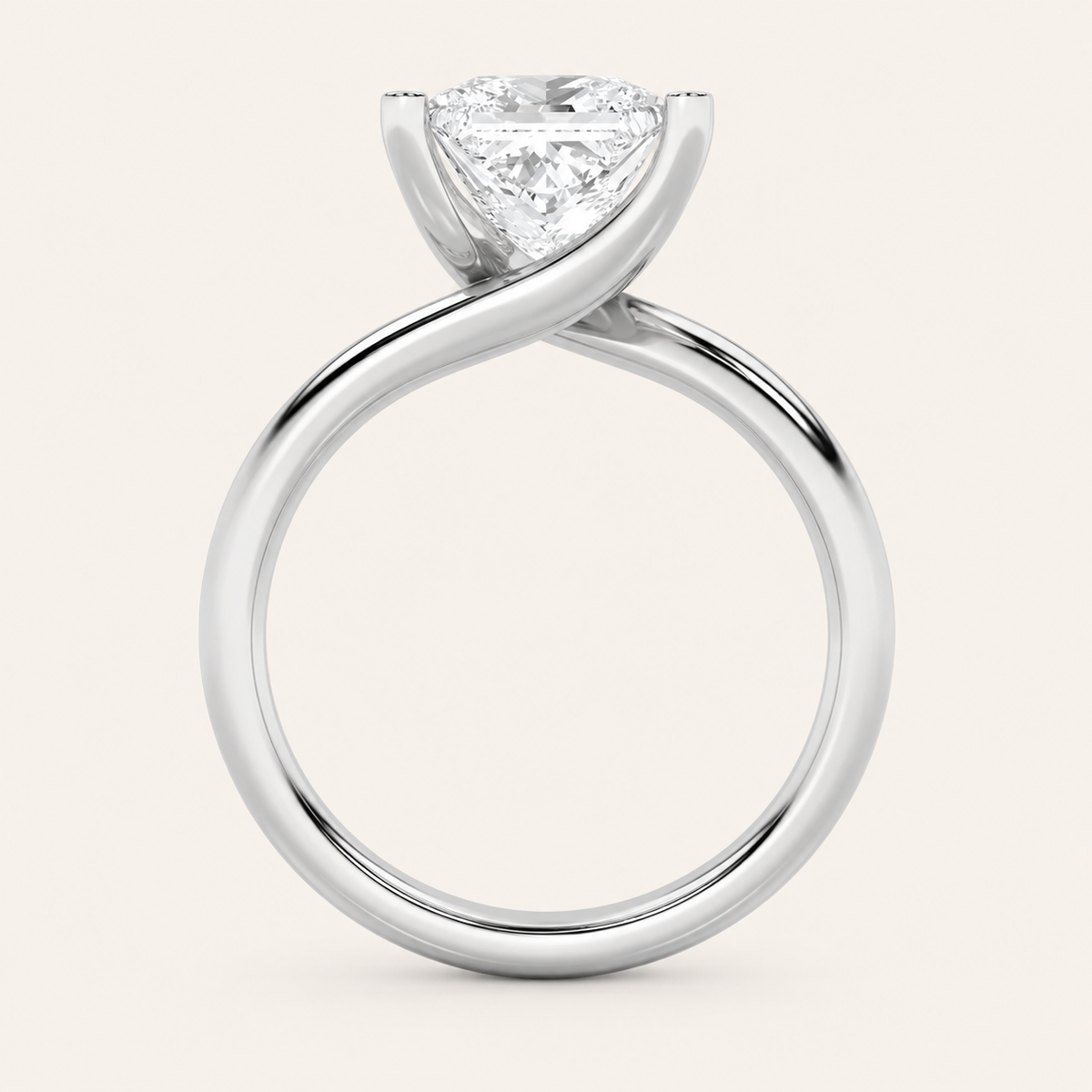 1CT Princess Cut Lab Grown Diamond Engagement Ring
